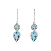 Sterling Silver Pear Shape & Cushion Blue Topaz Dangle Earrings
